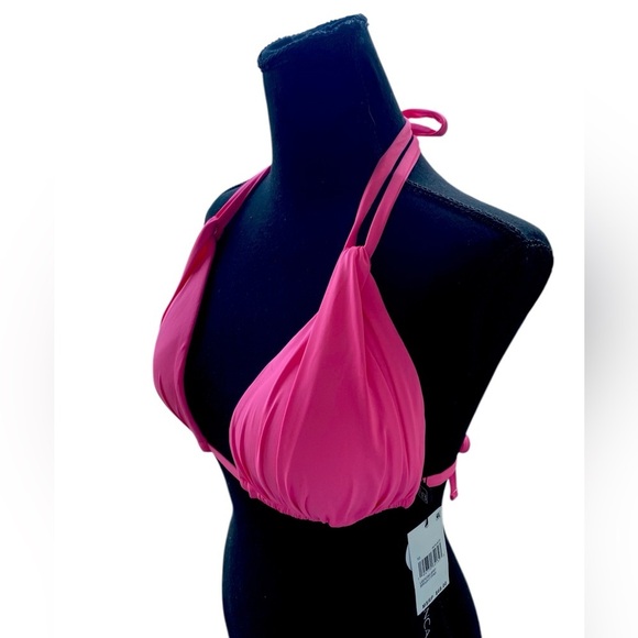 La Blanca Women’s Island Goddess Bright Pink Halter Triangle Bikini Top Size 10 - Picture 9 of 11